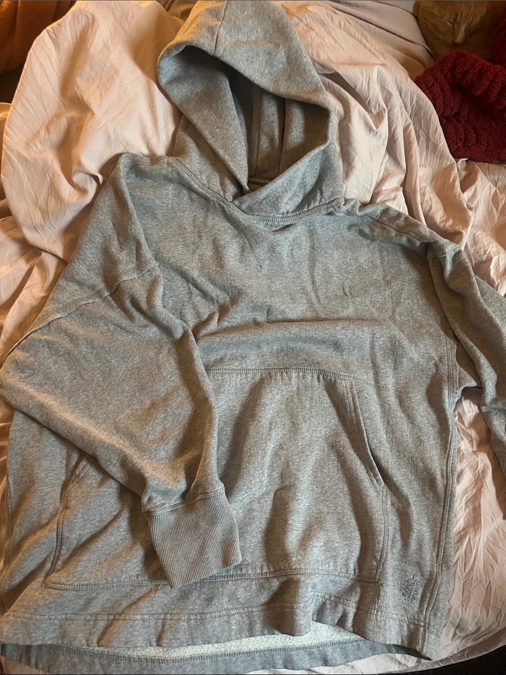 Free People Heather Gray Women's Hooded Pullover Sweatshirt